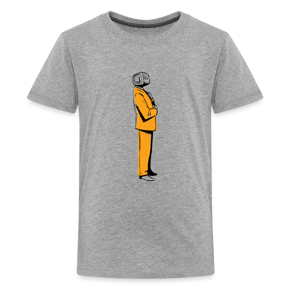 Kids' Robot Business T-Shirt (Orange) - heather gray