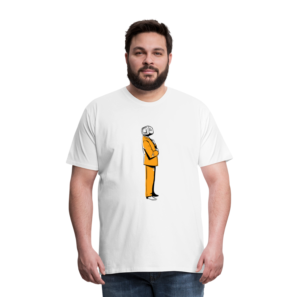 Men's Robot Business T-Shirt (Orange) - white
