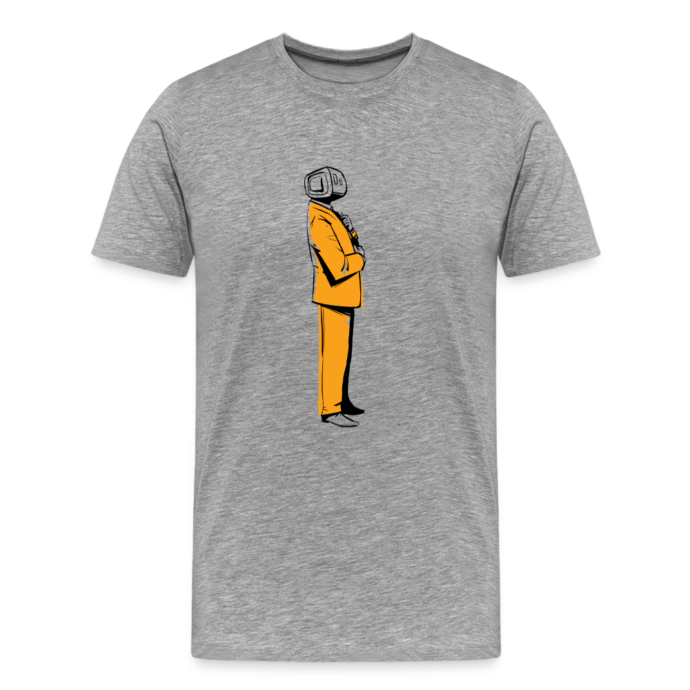 Men's Robot Business T-Shirt (Orange) - heather gray